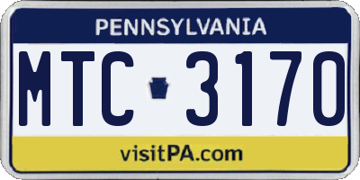 PA license plate MTC3170