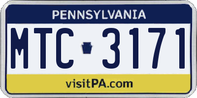 PA license plate MTC3171