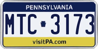 PA license plate MTC3173