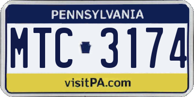 PA license plate MTC3174