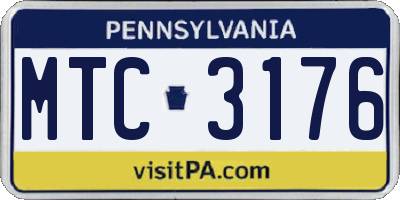 PA license plate MTC3176