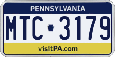PA license plate MTC3179