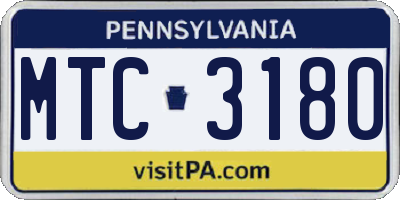 PA license plate MTC3180
