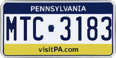 PA license plate MTC3183