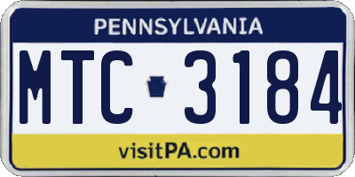 PA license plate MTC3184
