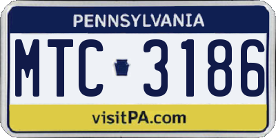 PA license plate MTC3186