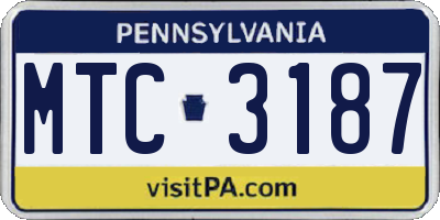 PA license plate MTC3187
