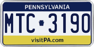 PA license plate MTC3190