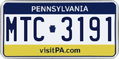 PA license plate MTC3191