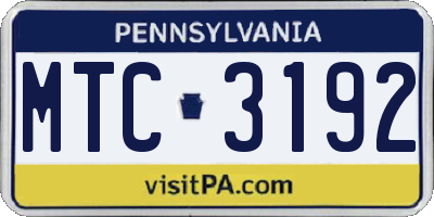 PA license plate MTC3192