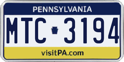 PA license plate MTC3194
