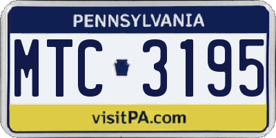 PA license plate MTC3195