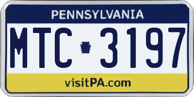 PA license plate MTC3197
