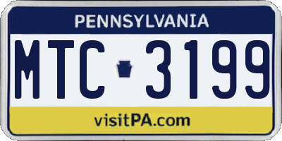 PA license plate MTC3199