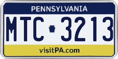 PA license plate MTC3213