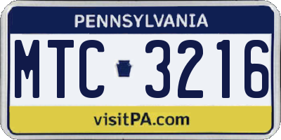 PA license plate MTC3216