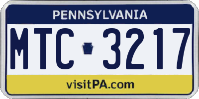 PA license plate MTC3217