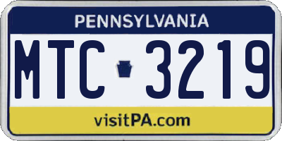 PA license plate MTC3219