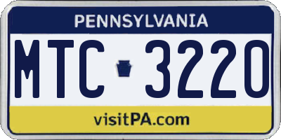 PA license plate MTC3220