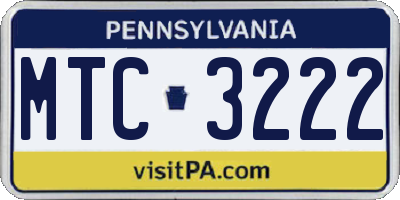 PA license plate MTC3222