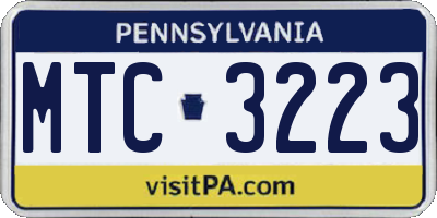 PA license plate MTC3223