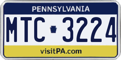 PA license plate MTC3224