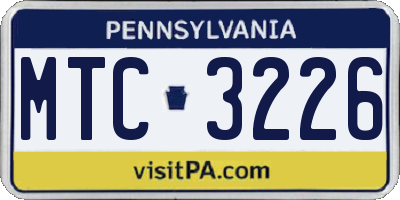 PA license plate MTC3226