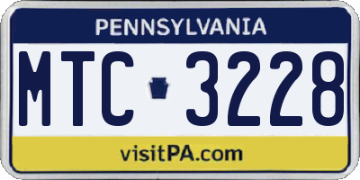PA license plate MTC3228