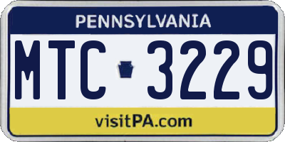 PA license plate MTC3229