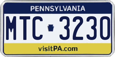 PA license plate MTC3230