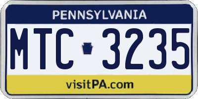 PA license plate MTC3235