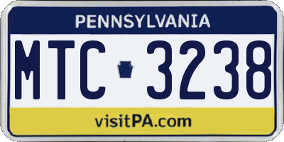 PA license plate MTC3238