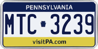 PA license plate MTC3239