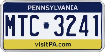 PA license plate MTC3241