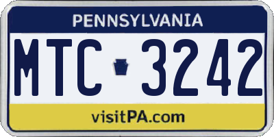 PA license plate MTC3242