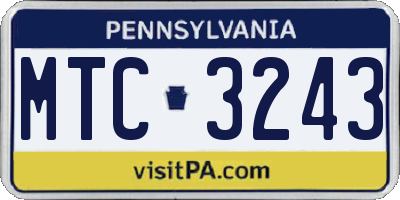 PA license plate MTC3243