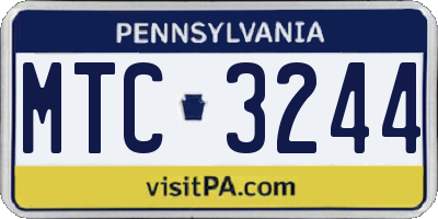 PA license plate MTC3244