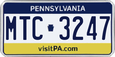 PA license plate MTC3247