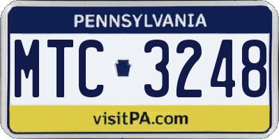 PA license plate MTC3248