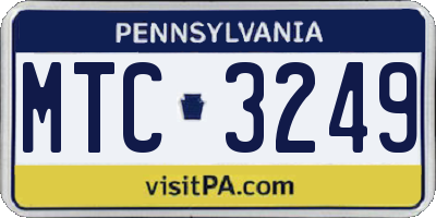 PA license plate MTC3249