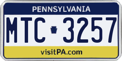 PA license plate MTC3257
