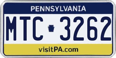 PA license plate MTC3262
