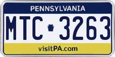 PA license plate MTC3263
