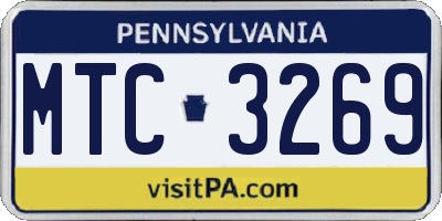 PA license plate MTC3269