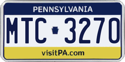 PA license plate MTC3270