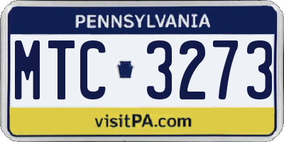 PA license plate MTC3273