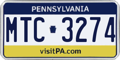 PA license plate MTC3274