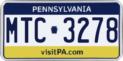 PA license plate MTC3278