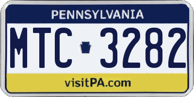 PA license plate MTC3282