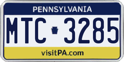 PA license plate MTC3285